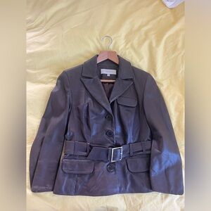 KAREN MILLEN Chocolate Brown Leather Jacket